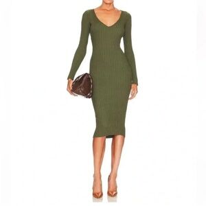 NBD Olive Long Sleeve Knit Dress